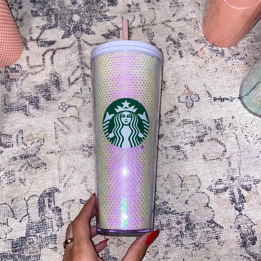 Sequin iridescent Starbucks tumbler